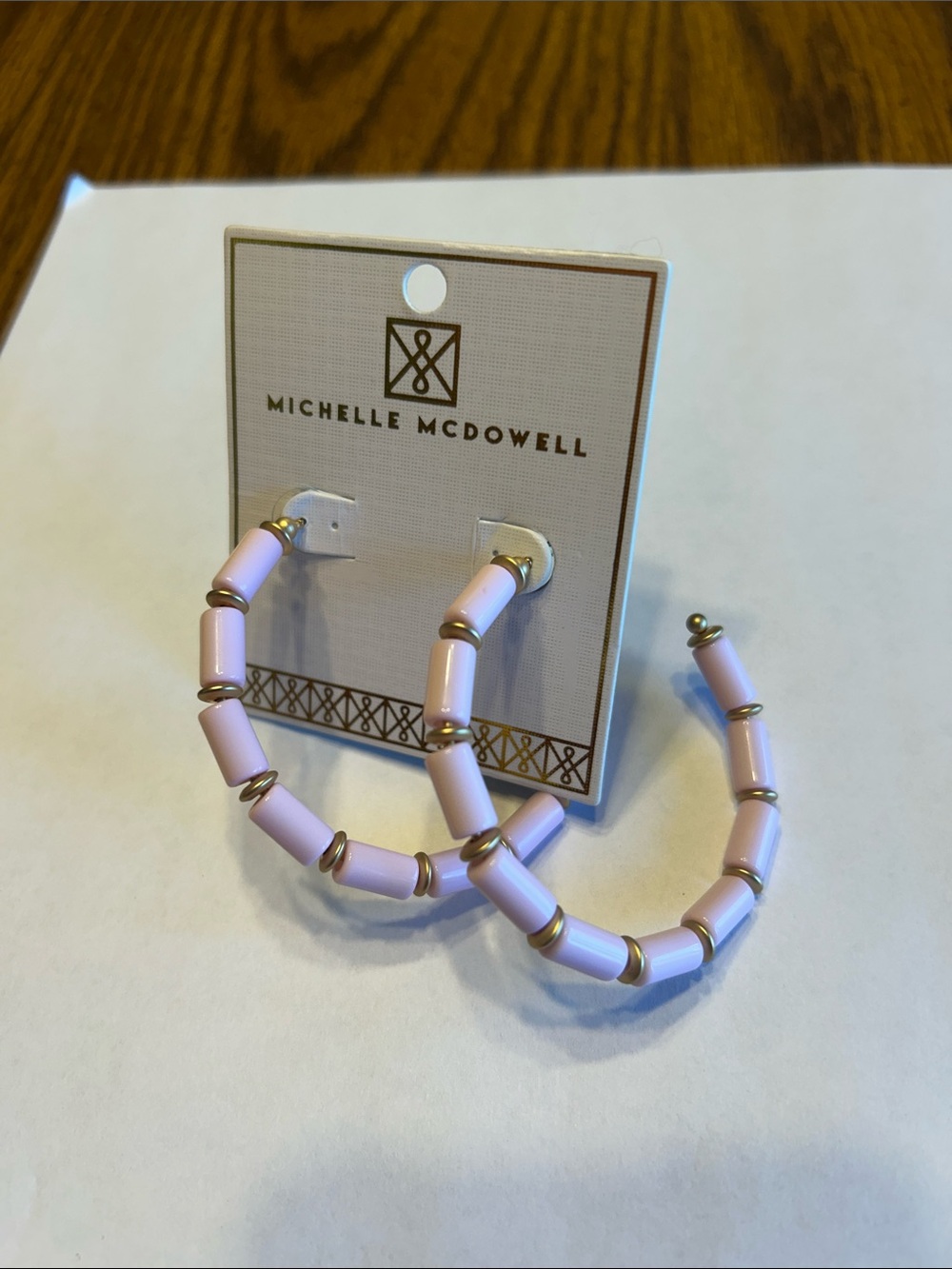 Michelle McDowell Pink Beaded Hoop Earrings with Gold Accents